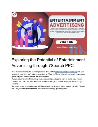 Exploring the Potential of Entertainment Advertising through 7Search PPC