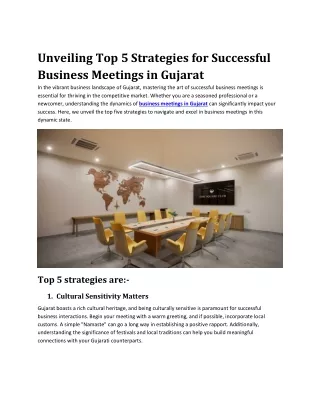 Unveiling Top 5 Strategies for Successful Business Meetings in Gujarat