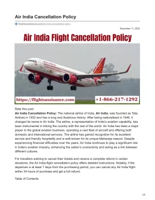Air India Cancellation Policy