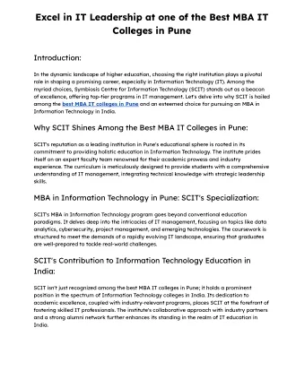 Excel in IT Leadership at one of the Best MBA IT Colleges in Pune