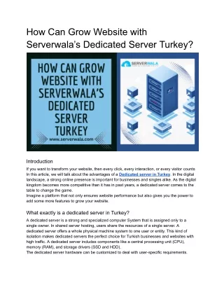 How can grow Website with Serverwala’s dedicated server Turkey (1)