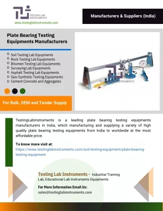 Plate Bearing Testing Equipments Manufacturers