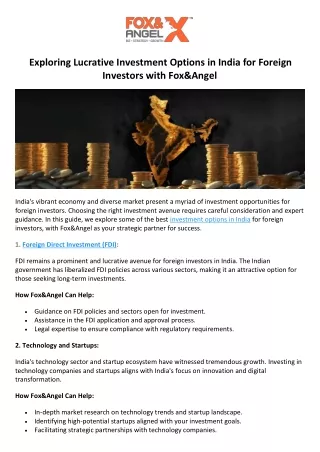 Exploring Lucrative Investment Options in India for Foreign Investors with Fox&Angel