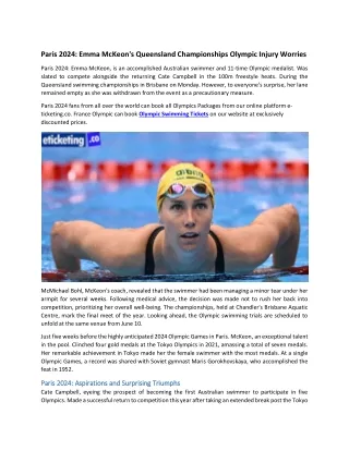 Paris 2024 Emma McKeon's Queensland Championships Olympic Injury Worries