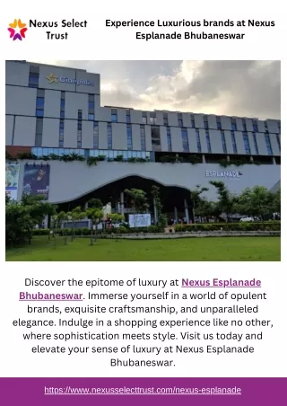 Experience Luxurious brands at Nexus Esplanade Bhubaneswar