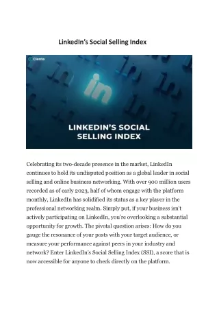 LinkedIn’s Social Selling Index