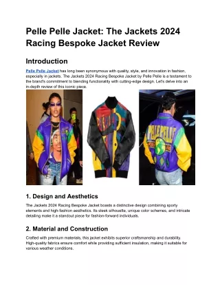 Pelle Pelle Jacket_ The Jackets 2024 Racing Bespoke Jacket Review