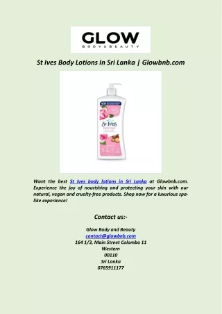 St Ives Body Lotions In Sri Lanka  Glowbnb.com