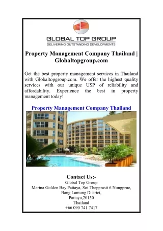 Property Management Company Thailand | Globaltopgroup.com