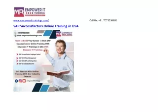 SAP Successfactors Online Training in USA