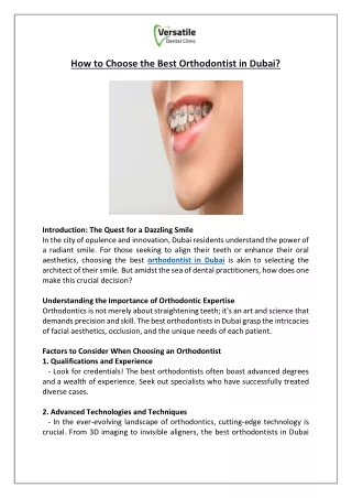 How to Choose the Best Orthodontist in Dubai