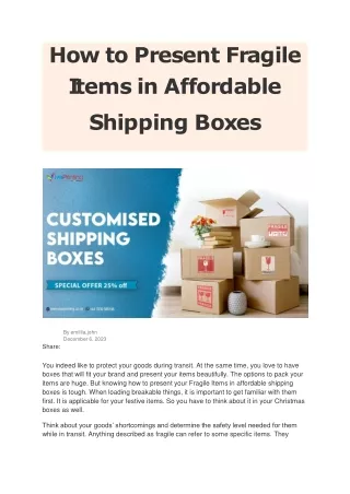 How to Present Fragile Items in Affordable Shipping Boxes