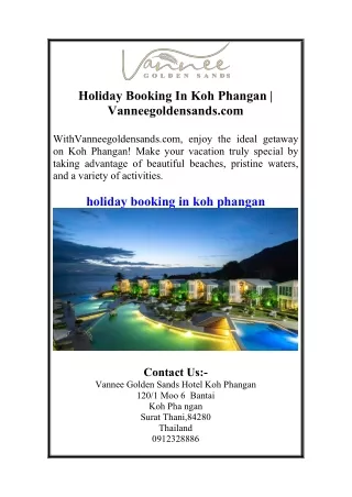 Holiday Booking In Koh Phangan | Vanneegoldensands.com