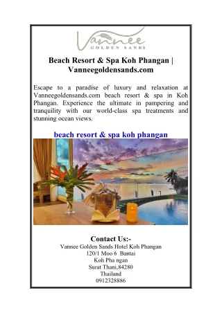 Beach Resort & Spa Koh Phangan | Vanneegoldensands.com