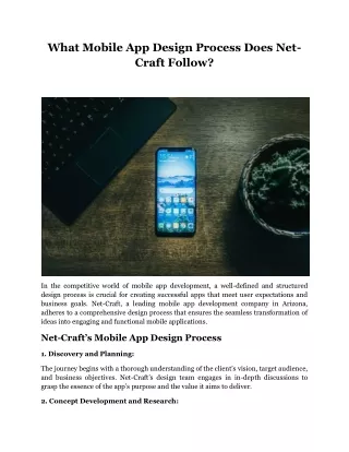 What Mobile App Design Process Does Net-Craft Follow