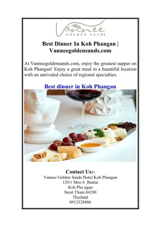 Best Dinner In Koh Phangan | Vanneegoldensands.com