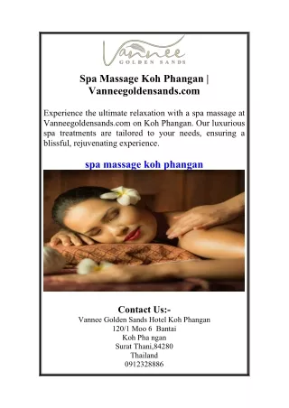 Spa Massage Koh Phangan | Vanneegoldensands.com