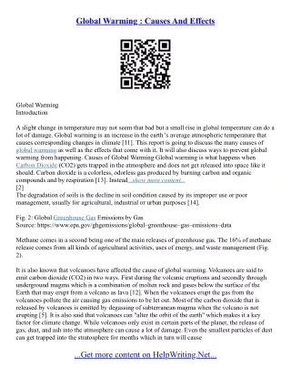 Global Warming Cause And Effect Essay