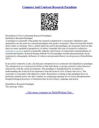Example Of Compare And Contrast Essay Topics