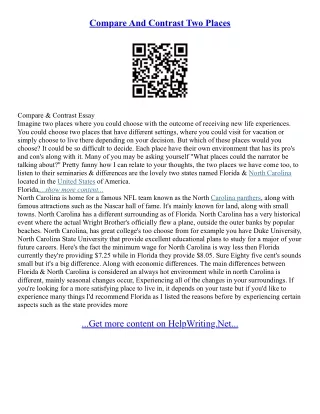 Comparison And Contrast Essay
