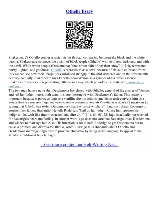 Othello Essays