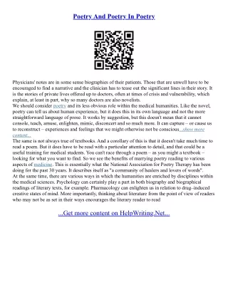 Poetry Essay Examples