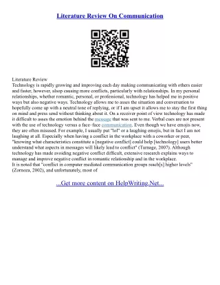 Example Of Literature Review Essay