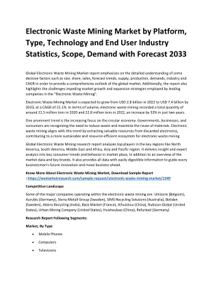 Electronic Waste Mining Market