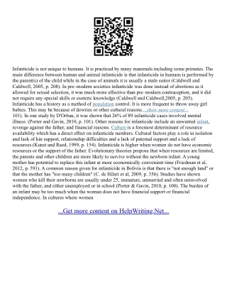 Female Infanticide Essay