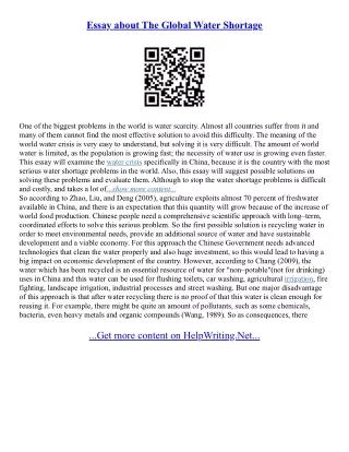 Water Scarcity Essay
