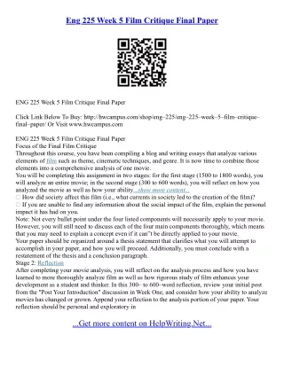 Film Critique Essay