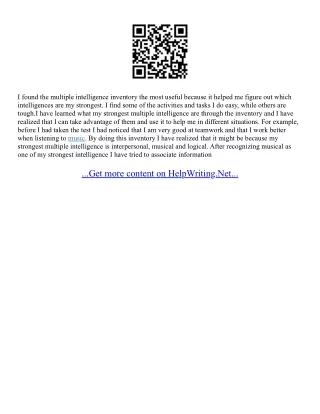 Multiple Intelligences Essay