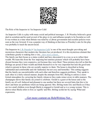 Inspector Calls Essay