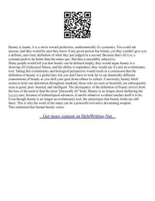 Essay Of Beauty