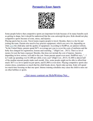 Persuasive Essay On Sports