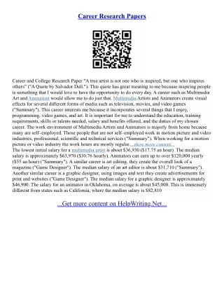 Career Research Essay