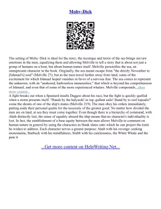Moby Dick Essay