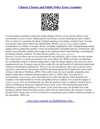 Global Warming Essay Examples