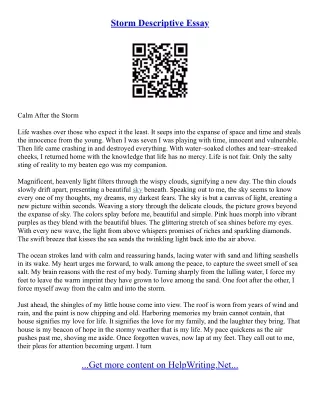 Descriptive Essay Introduction Examples