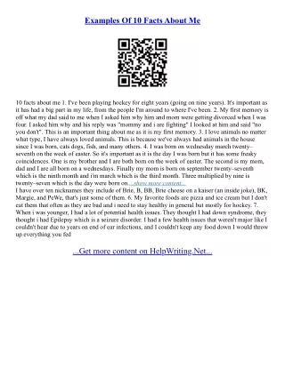 About Me Essay Example