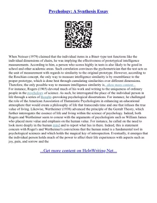 How To Write A Synthesis Essay