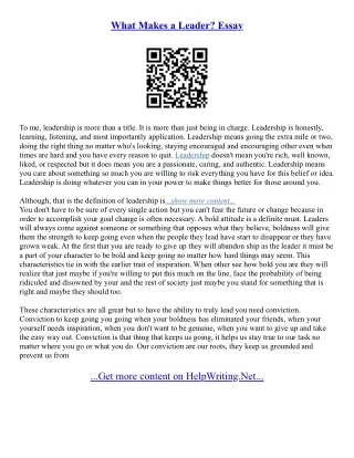 Leader Essay