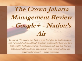 The Crown Jakarta Management Review - Google+ - Nation’s Air