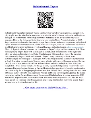 Essay Of Rabindranath Tagore