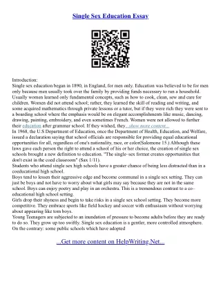 Sex Education Essay