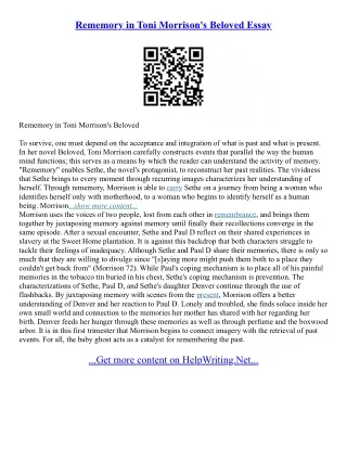 Beloved Essay