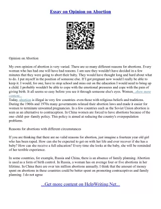Essay About Against Abortion