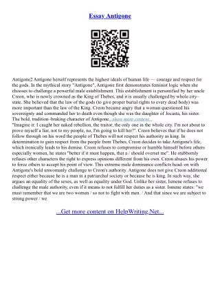 Essays On Antigone