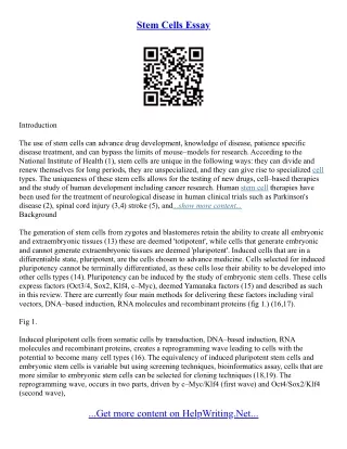 Stem Cell Essay Outline