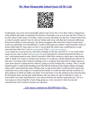 Memorable Experience Essay